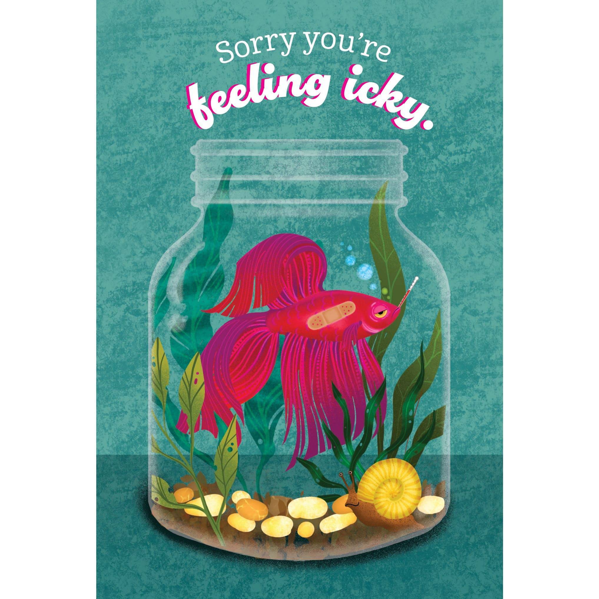 Get Betta Get Well Card by Pictura, a colorful greeting card featuring a cheerful betta fish for sending well wishes.